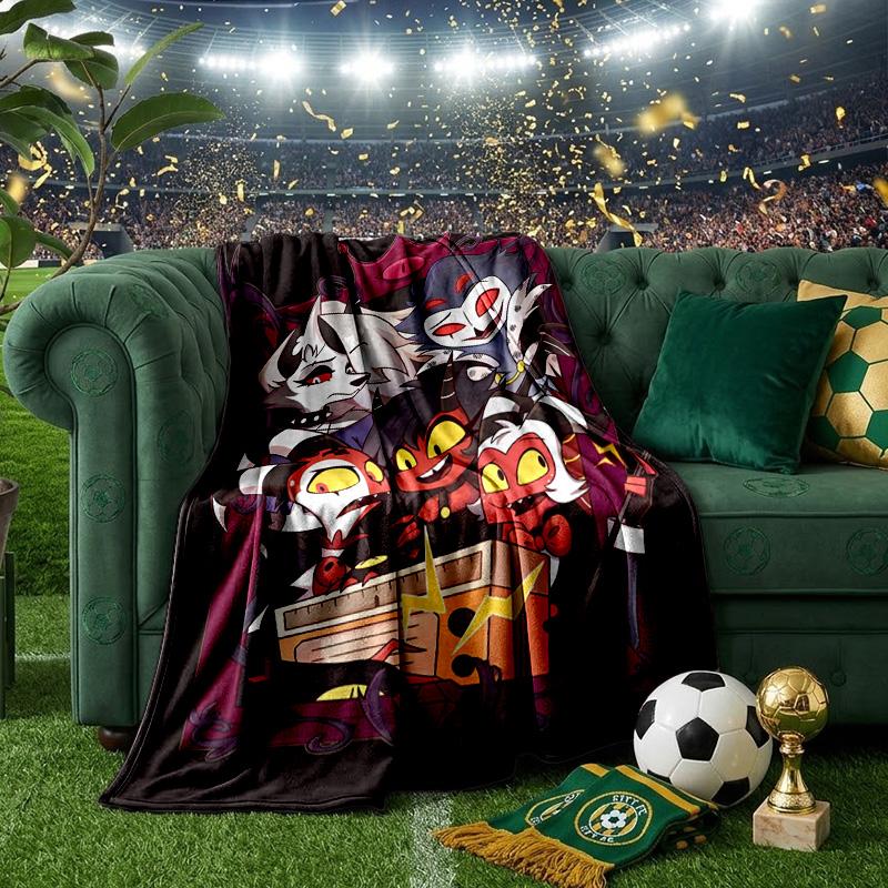 Cityscape Hazbin Nightmares Throws Blanket Flannel Blankets Plush for Couch Bed Gifts for Men Women Travel picnic blanket Christmas fan gifts