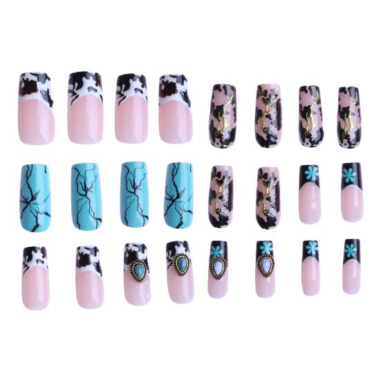 

1 Set False Nails with Jelly Glue Chapped Pattern Easy Wearing Fake Nails DIY Nail Art Kit Professional Manicure Tools