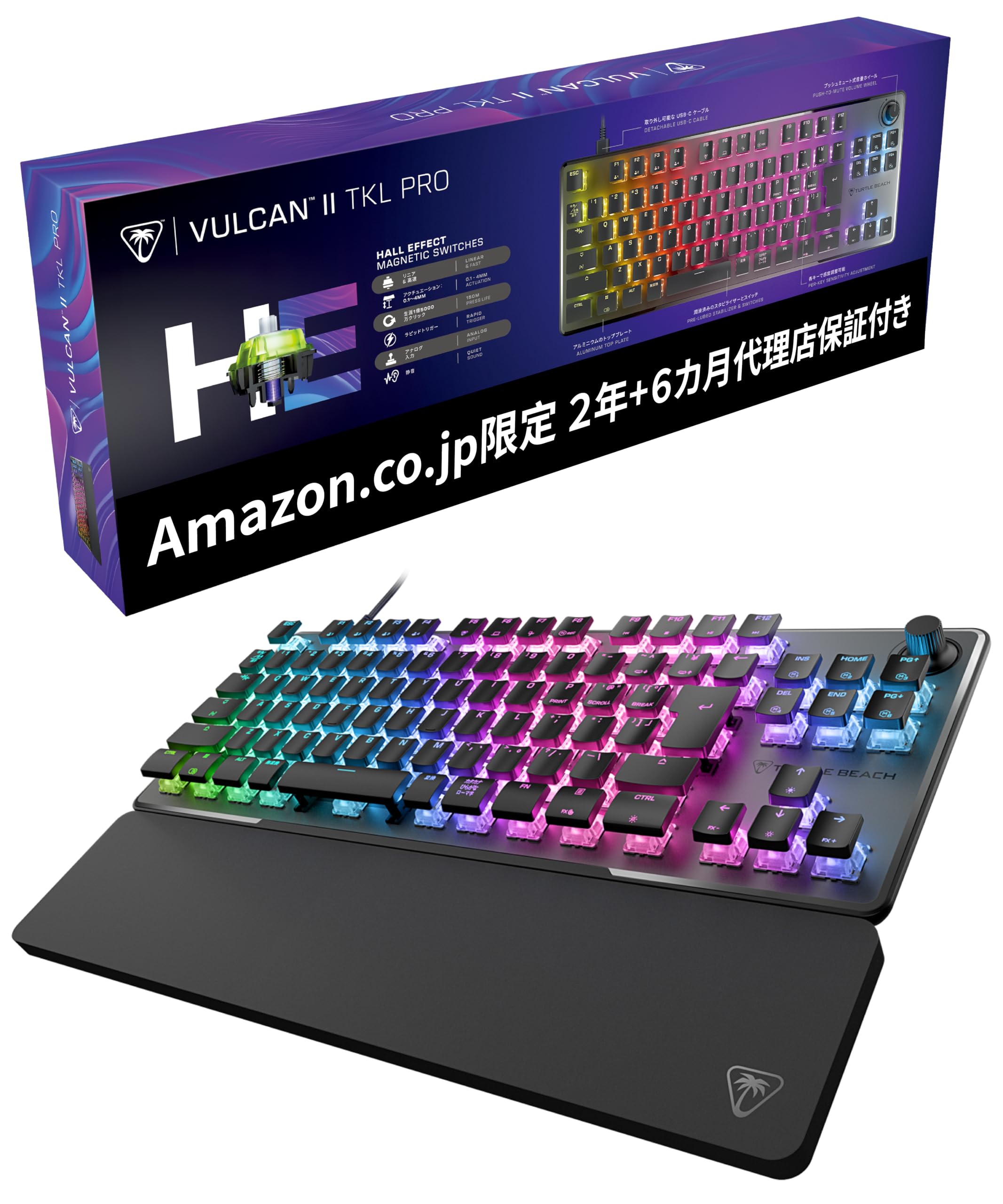 

TURTLE BEACH Vulcan II TKL Pro Gaming Keyboard with Rapid Reactap Trigger Simultaneous Variable Japanese Hall Effect Windows Manufacturer Warranty чорний