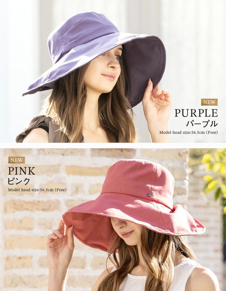Large Wide Brim Gracia UV Cooling Full Sun Hat with Chin Strap Loo&c Women's Hat, 2-Way, Protection, Touch, Protection, Spring/Summer (JP, Alphabet,