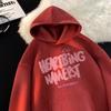 Unisex Heavyweight Fleece Hoodie With Letter Print Soft Suede-like Fabric Oversized Fit Winter Streetwear