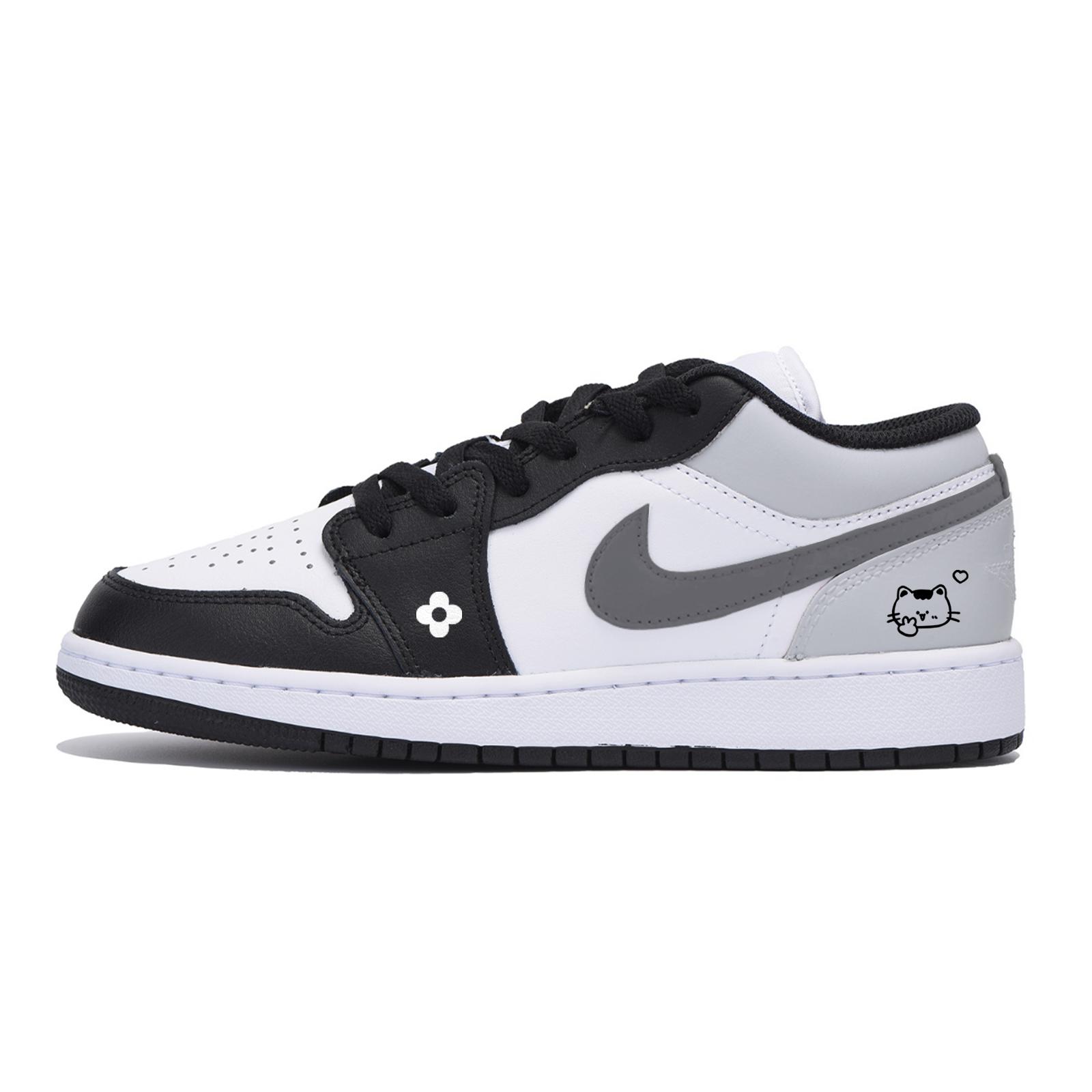 

Jordan Air Jordan 1 Low top Vintage Basketball Shoes Men s White Dark Gray 553558-131(Team85-) 43