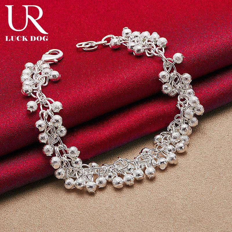 Brățară cu lanț de mărgele cu două rânduri din argint 925. Bijuterii de nuntă la modă