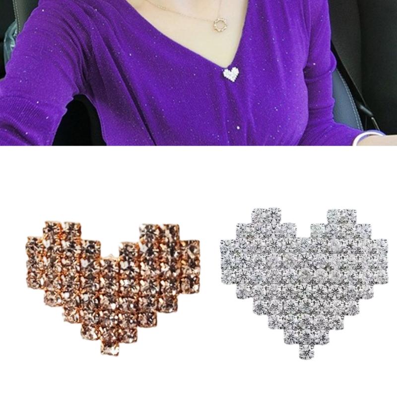 Creative Rhinestones Heart Shape Badge Pin Brooch Stylish Jewelry For Special Moment Lightweight Coat Decoration