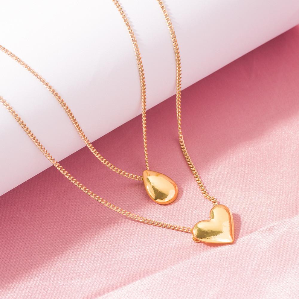 Exquisite Gold 24k Water Drop Heart Charm Necklace Perfect For Occasion Any
