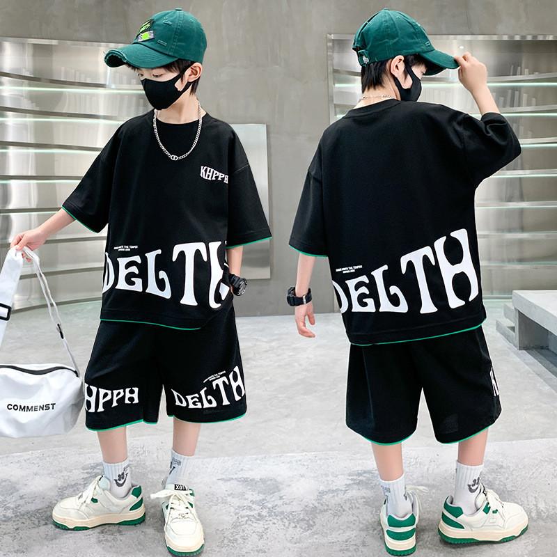 Boy's Letter Short Sleeved T-shirt Set