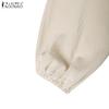 ZANZEA Women Casual Round Neck Solid Color Loose Long Sleeve Long Dress