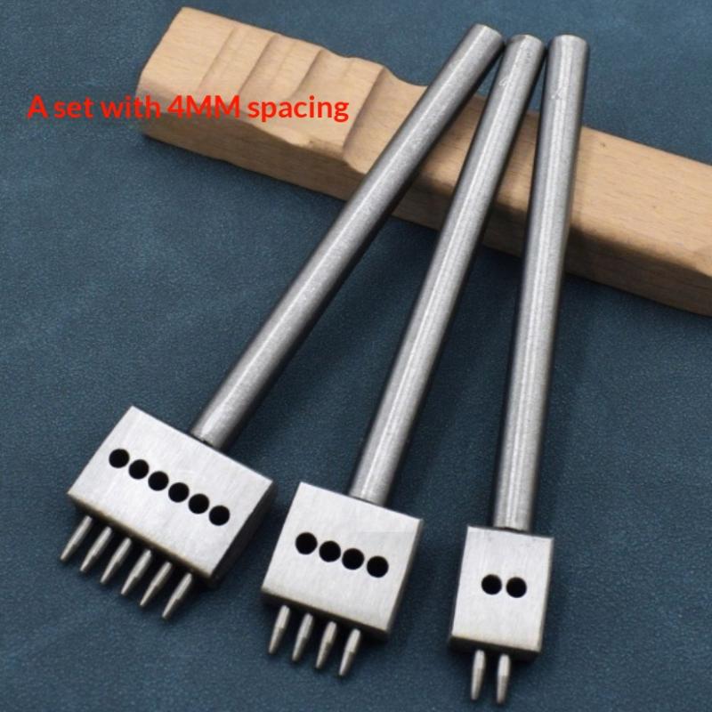 

3Pc Silver Manual Leather Hole Punch Tool Set Round Punch Die Set For DIY Leather Crafting Handmade Leather Working Crafters Kit