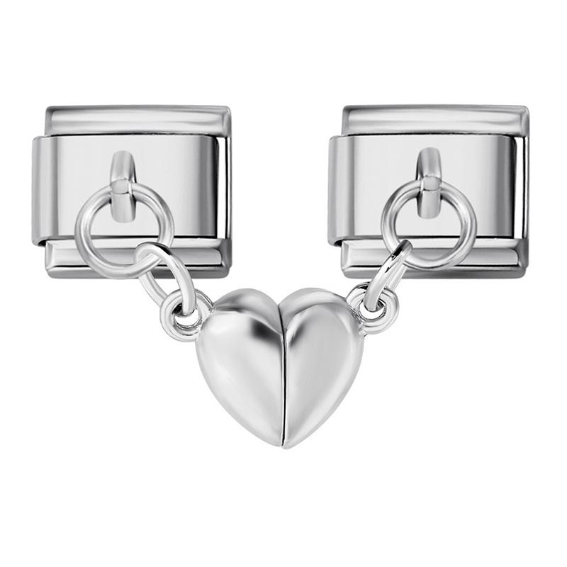 Removable Magnetic Attraction Cute Heart Italian Charm Link Buckle Stainless Steel Bracelet  Diy Making Beads Jewelry