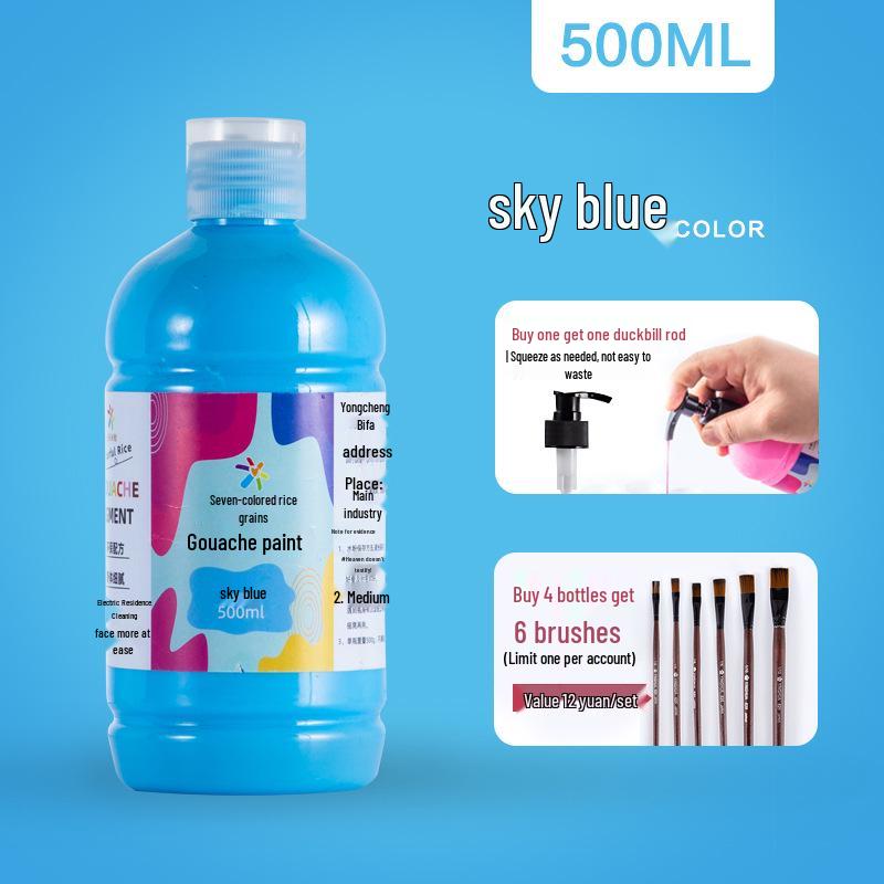 

Non-Toxic 500ml Gouache Paint Set for Kids & Students - Washable Finger & Watercolor Painting.