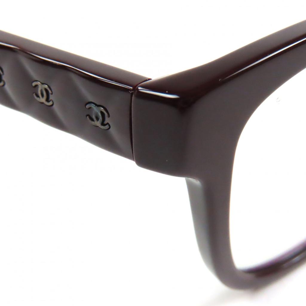 Excellent CHANEL Glasses Matelasse COCO Mark Color Lens Dark brown Women 3443-S-A Used