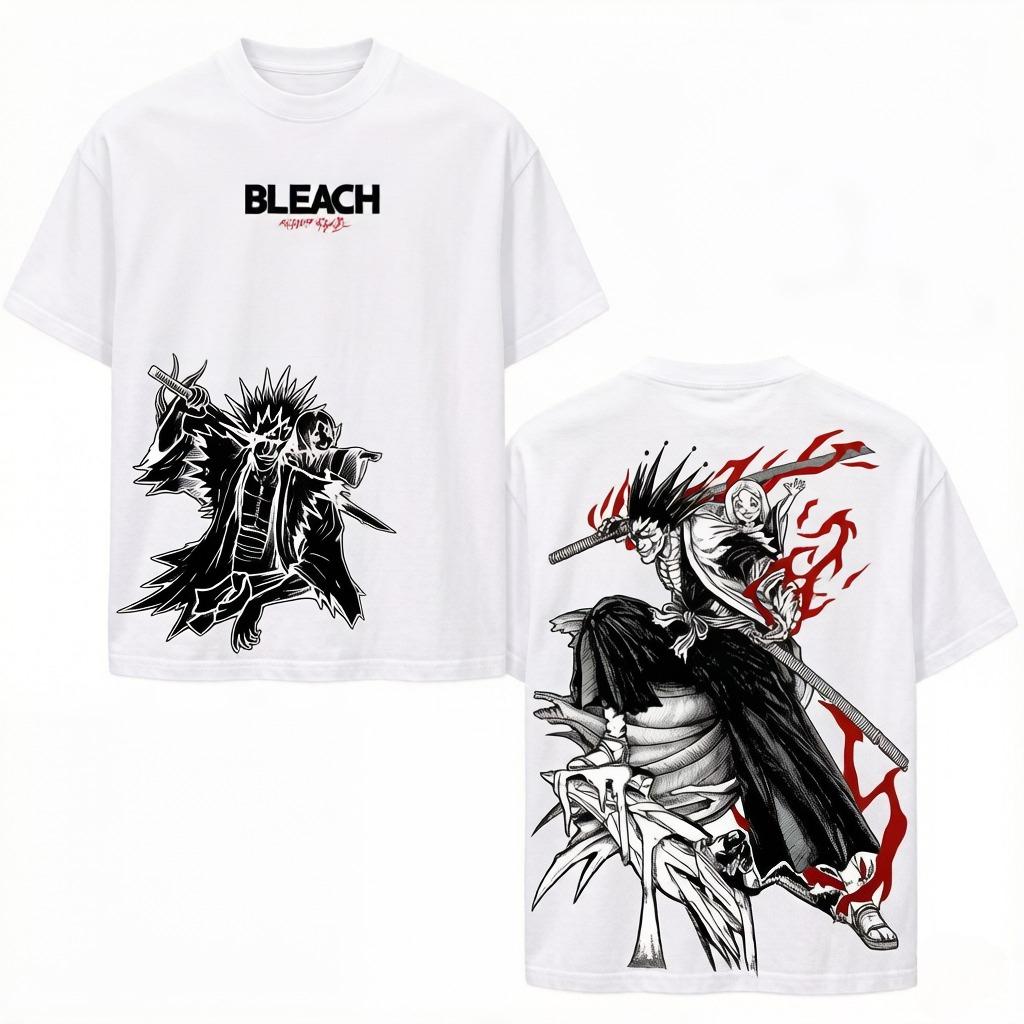 Zaraki Kenpachi BLEACH Anime T-shirt for Men's Clothing Manga Y2k Oversized T Shirt Cotton Casual Tees Tops