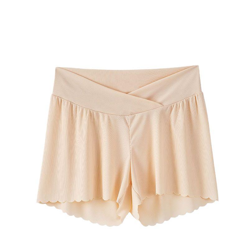 Ice Silk Maternity Shorts - Summer Style, Belly-Supporting, Loose Fit, Anti-Exposure Leggings, Ideal for Outdoor Wear