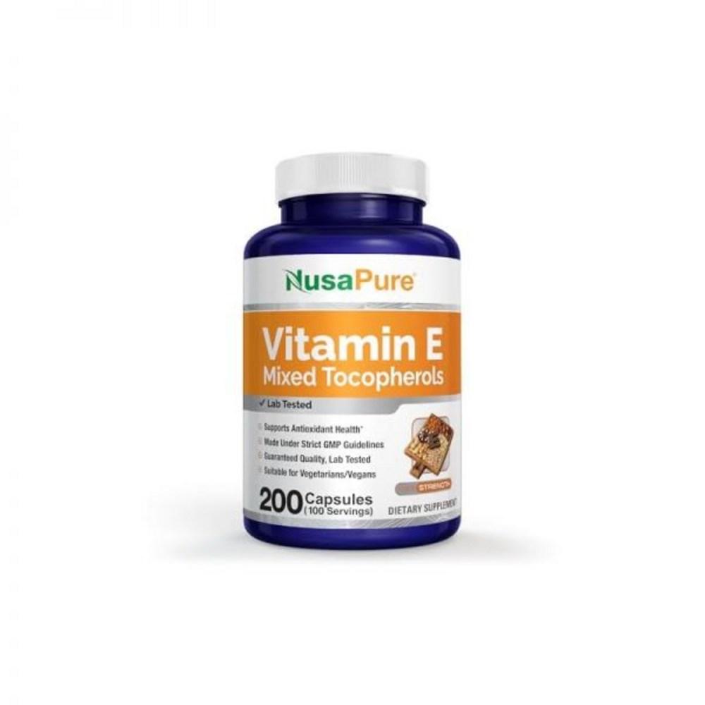 Vitamin E Mixed Tocopherol Non-GMO Vegan 200 Capsules (100 Servings) 1 Tablet