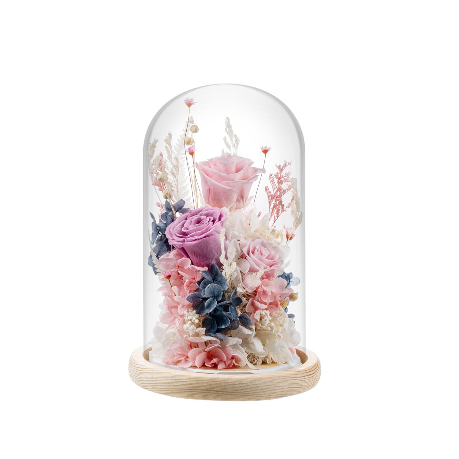 

Eternal flower dried natural flowers bouquet finished ornaments home decoration real rose glass cover gift box