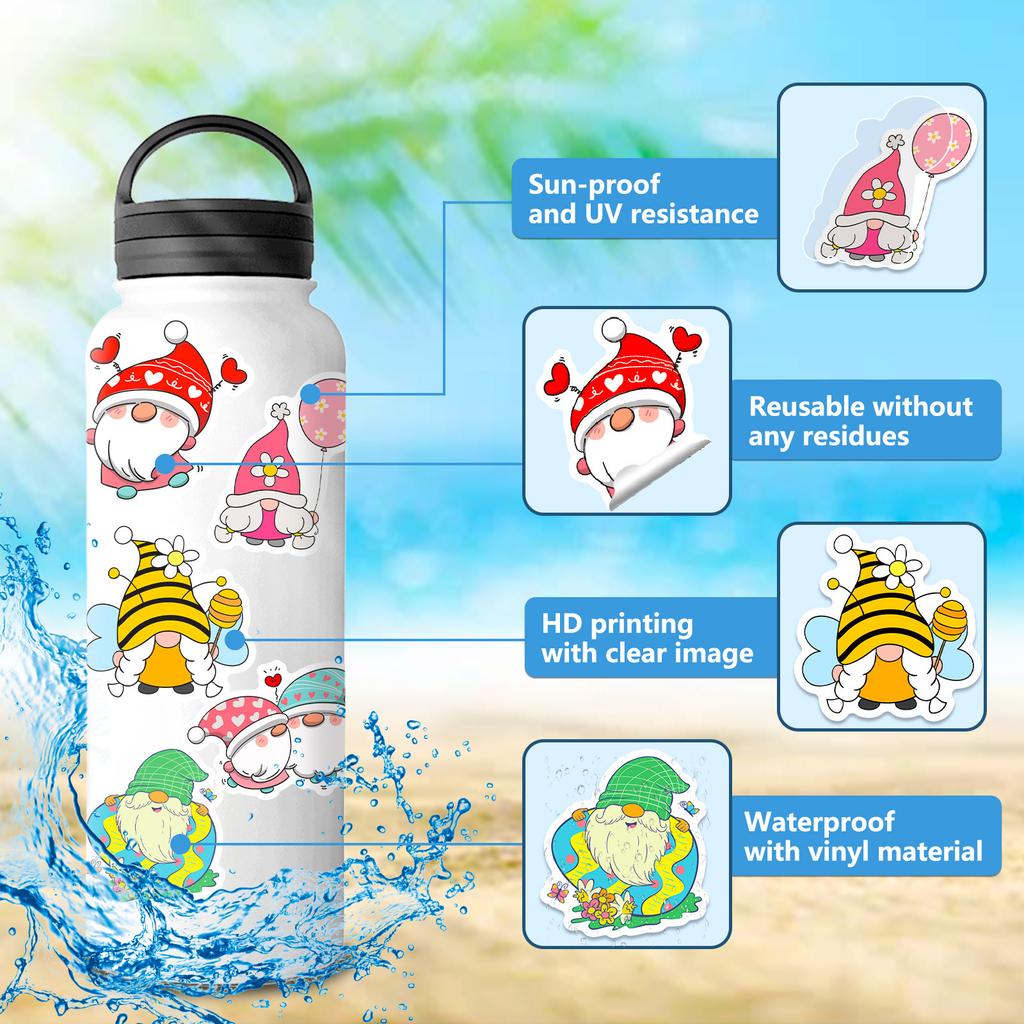 50 Cartoon Dwarf Cake Stickers Shrimp Skin Kids Cute Creative Dwarf Stickers