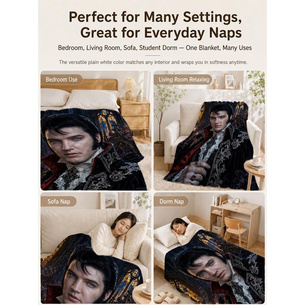 Gothic Vampire Nobleman Intricate Dark Patterns Flannel Blanket Allseason Fleece Blanket For Living Room Bedroom Gaming Room Home Decor