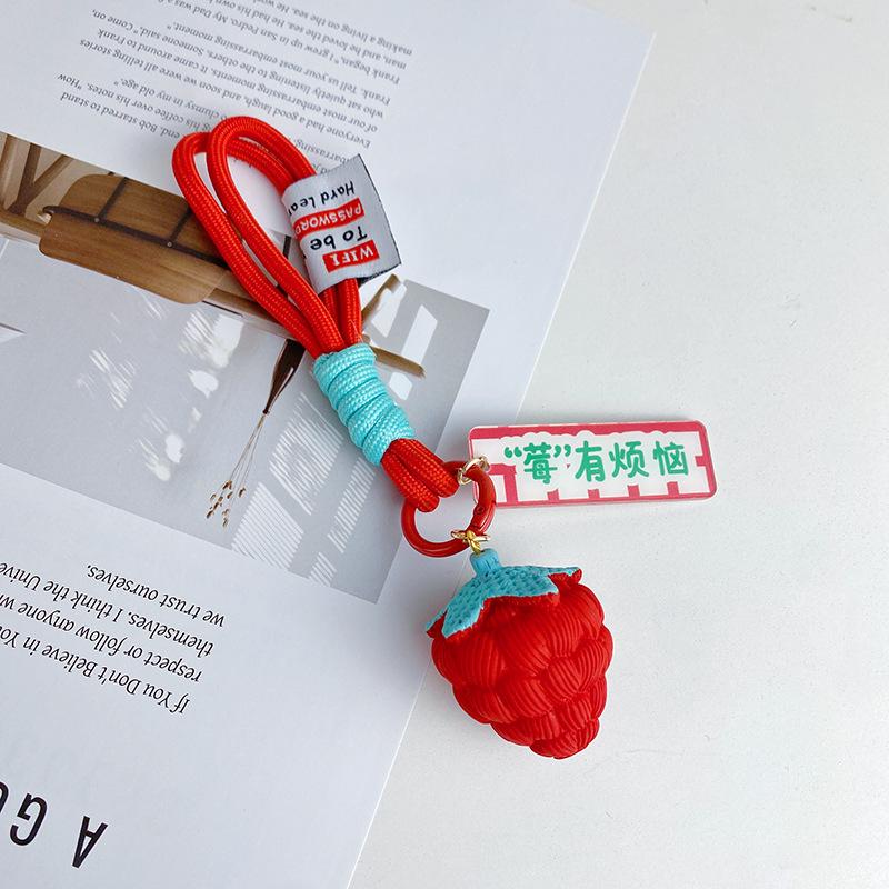 Ins Berry Has Troubles Keychain Girls Exquisite Bag Pendant Personalized Car Key Pendant Flower Creative Hand Rope