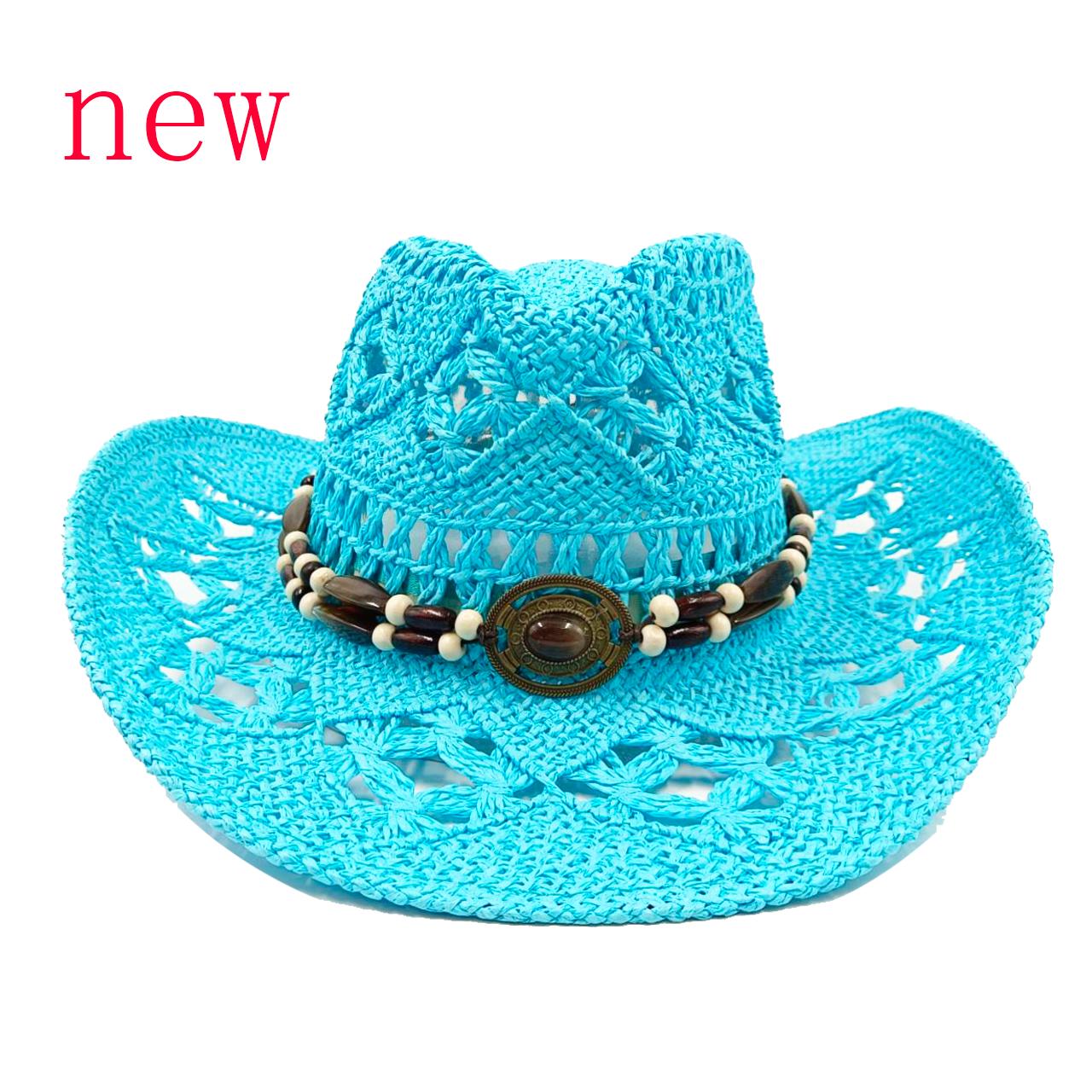 

Ковбойская шляпа в стиле вестерн-джаз Сапфировая дышащая ручная работа из твердой бумаги Летняя ковбойская шляпа унисекс в стиле вестерн Шляпа от солнца M55-58cm