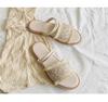 2025 summer new Korean version fashion versatile two wear woven travel vacation beach shoes flat cool slippers outside