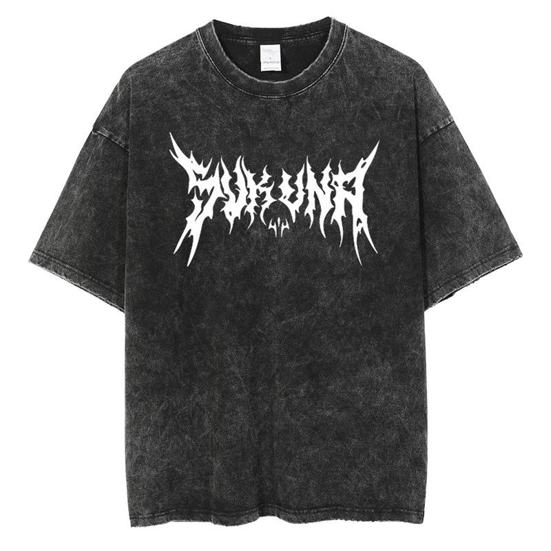 Harajuku Vintage Black Anime Print Men's Streetwear T-Shirt