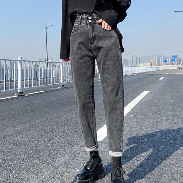 

DIMANAF 2024 Осень Женские Джинсы Брюки Женские Теплые Эластичные Базовые Брюки С Высокой Талией Черные Длинные Брюки 5XL 5XL серый