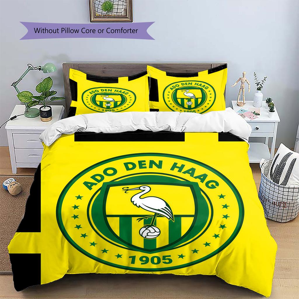 ADO Den Haag Pattern Bedding Quilt Set Home Decoration Gift (1 * Duvet Cover + 2 * Pillowcase Without Core)