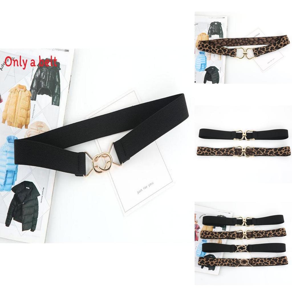 Fashion Black And Leopard Print Elastic Waistband With Buckle Design For Formal Events