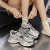 Luxary Women Sneakers Korean Version Women Running Shoes Fashion Trend Thick Sole Sport Shoes Breathable Mesh Silver Casual Shoe