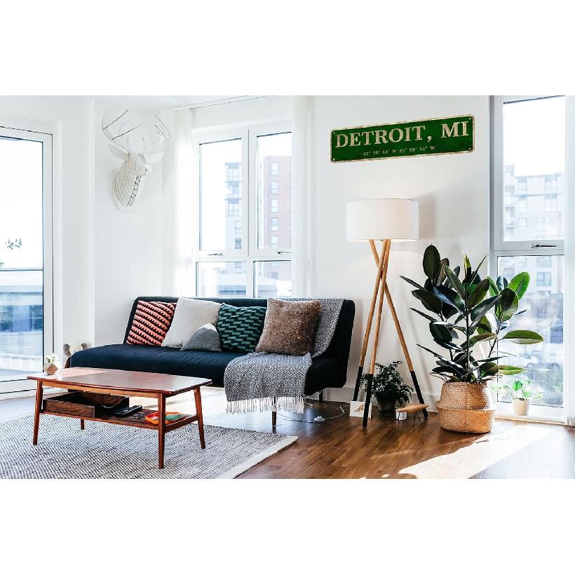 LINStore Detroit, MI City Sign Rustic Vintage Metal Art Wall Decor Office/Home/Classroom 4” X 16”