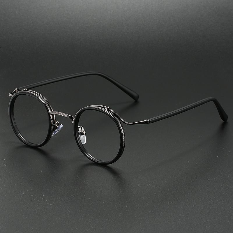 Retro Luxury Round Frame Glasses for Men Women Ultralight Stainless Steel Anti Blue Light Eyeglasses