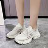 Summer new sports and leisure shoes mesh breathable low-top thick-soled non-slip heightening lace-up shock-absorbing single shoes