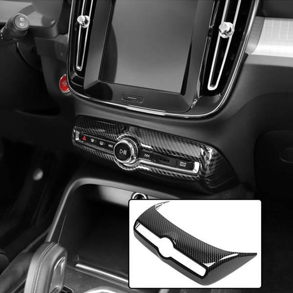 Carbon Fiber Pattern ABS Air Conditioning Switch Frame: Center Console Volume Button Decor.