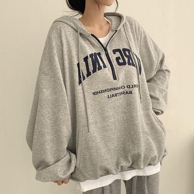 Dámská mikina s kapucí na zip volný top módní svetry s nápisem mikina Harajuku Y2K