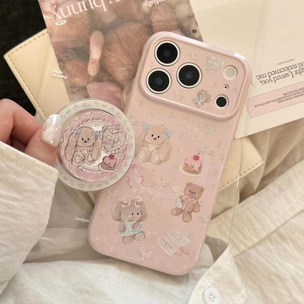 Sparkle Magnetic Stand for iPhone 17 Pro Max, 16, 15, 13 - Floral Doll Design, Soft & Girly Case