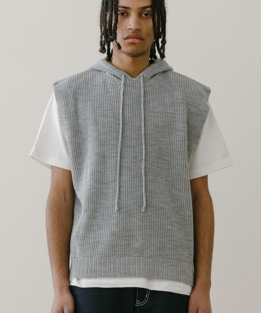 VASTIC Knit Hoodie Vest_Gray