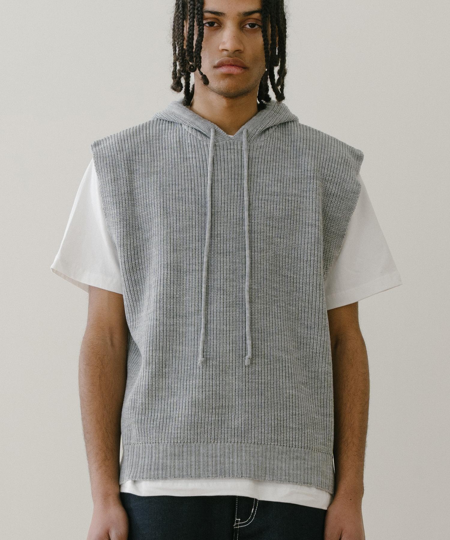 Bastic Knit Hoodie Vest_Gray M