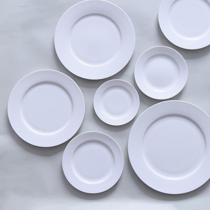 Ceramic Dining Plates - Round Western Dinner Plates for Restaurant or Household Use, Perfect for Rice, Snacks, Fruit, and Salad. Bone China.