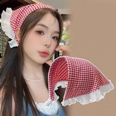 Korean Ins Lace Hair Scarf Band For Women Retro Triangle Hair Hoop Strap Hairbands Headscarf Hairband French Travel Headband
