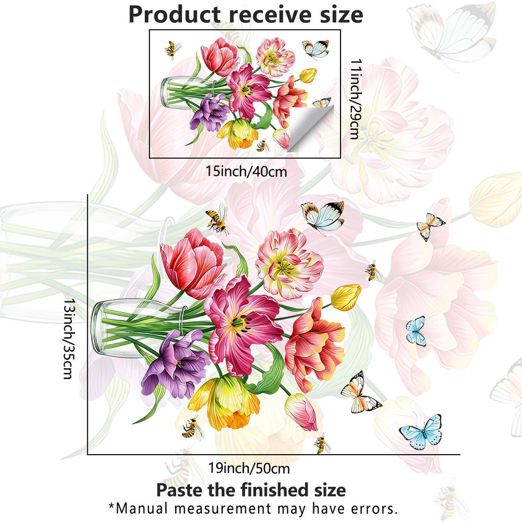 Creative Tulip Static Cling Glass Film Wall Sticker for Kids Room Bedroom Home Decor