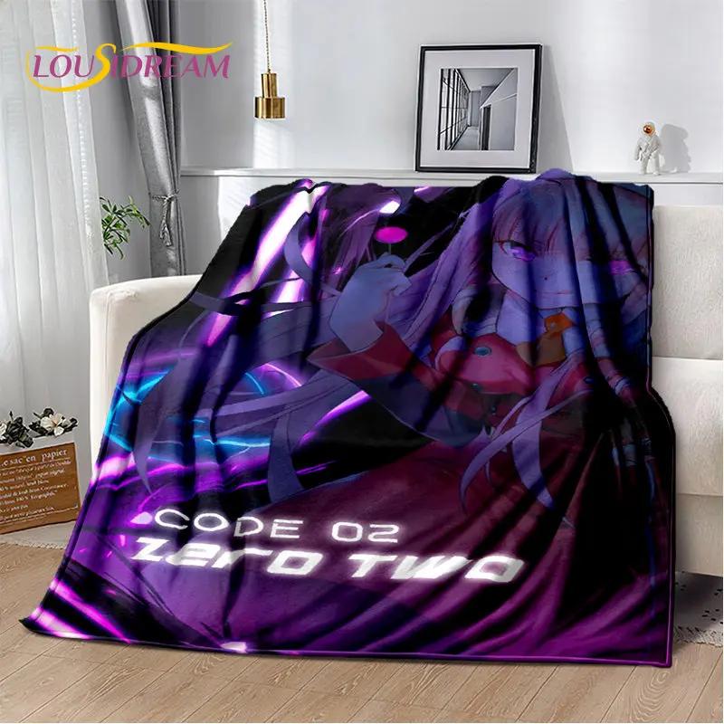 Zero Two DARLING In The FRANXX Soft Plush Blanket,Flannel Blanket Throw Blanket for Living Room Bedroom Bed Sofa Picnic Cover 3D