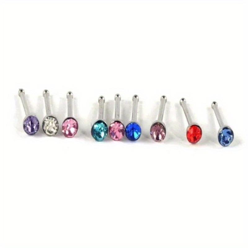 60 Pieces/set of Fashionable Rhinestone Nose Studs, Stainless Steel Nose Rings for Women's Daily Wear, Holiday Banquet Jewelry Accessories
