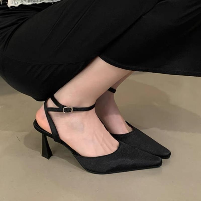Summer High Heel Women Sandals Shoes Fashion Pointed Toe Ankle Strap Shoes Ladies Elegant Dancing Party Sandalias