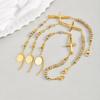 Stainless Steel Cross Bend St. Benedict Virgin Round Three-Color Beaded Gold Bracelet Women Br-2582