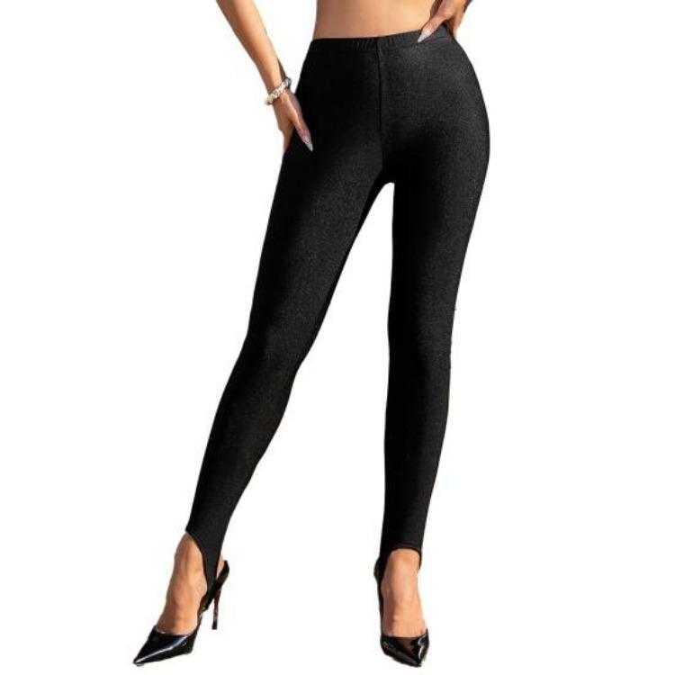 

Women Yoga Pants Leggings High Waist Glitter Design Slim Fit Bodycon Stretchy Long Pants Hip Lift Elastic S чёрный