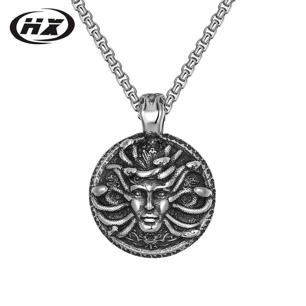 Men's Greek Mythology Medusa Snake Head Titanium Steel Necklace