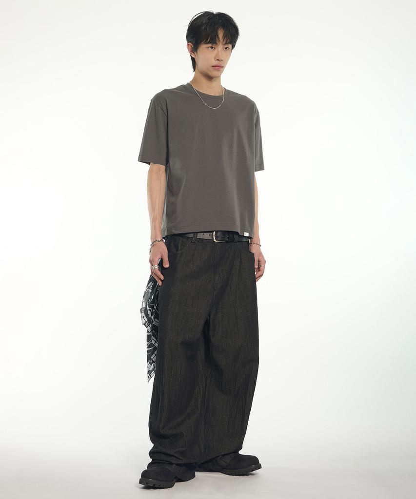 Nomaenyueol Nm Plain Crop T-Shirt - Charcoal