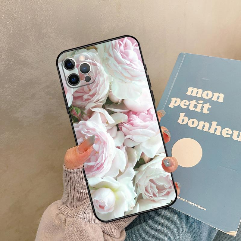 Pink Roses Bouquet Flowers Case For iPhone 17 Air 16 15 14 13 11 12 Pro Max 13 mini XR 15 16 Plus 16e Back Cover Shell
