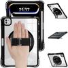For iPad Pro 11 (2024) Case Hand Strap Kickstand PC+TPU+Acrylic Clear Tablet Cover