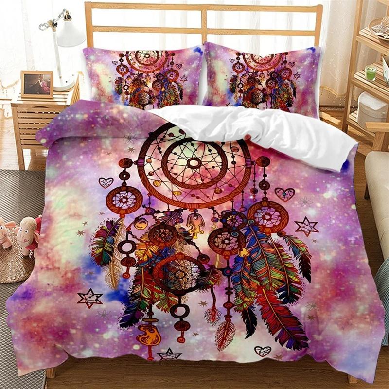 White Coloured Dreamcatcher Bedding Set For Girls Adults Ethnic Mandala Duvet Cover Bohemian Style Quilt Cover Dream Catcher